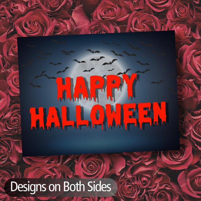 Happy Halloween gothic creepy bats full moon blood Postcard (Creator Uploaded)