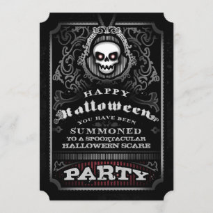 Happy Halloween Gothic Party Invite - Evil Skull