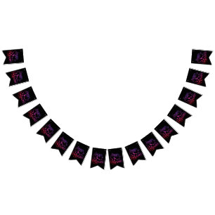 Happy Halloween gradient flying witch cat  Bunting