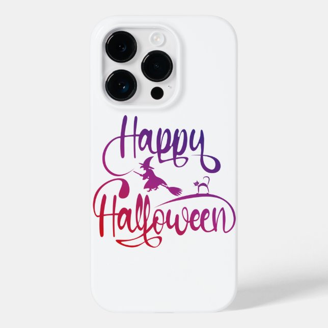 Happy Halloween gradient flying witch cat  Case-Mate iPhone Case (Back)
