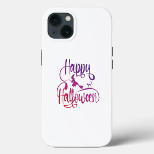 Happy Halloween gradient flying witch cat iPhone 13 Case