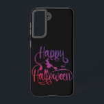 Happy Halloween gradient flying witch cat  Samsung Galaxy Case<br><div class="desc">Happy Halloween gradient greeting with flying witch and cat</div>