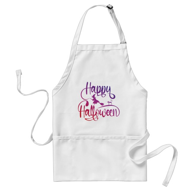 Happy Halloween gradient flying witch cat  Standard Apron (Front)