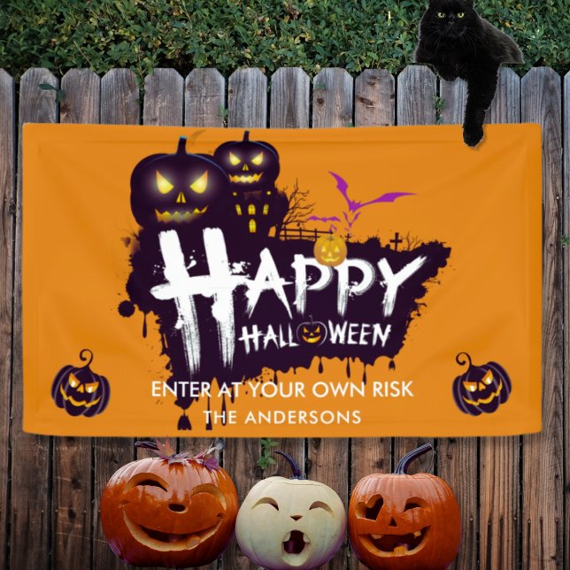 Happy Halloween Graffiti Black Pumpkins Banner (Creator Uploaded)