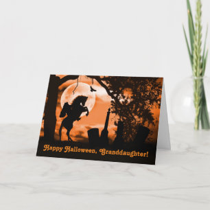 Happy Halloween Granddaughter Cool Headless Rider Card