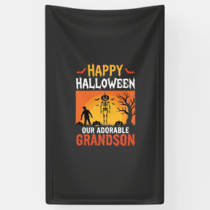 Happy Halloween Grandson Skeleton Pumpkin Banner
