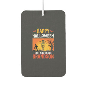 Happy Halloween Grandson Skeleton Pumpkin Car Air Freshener