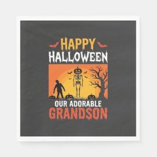 Happy Halloween Grandson Skeleton Pumpkin Napkin