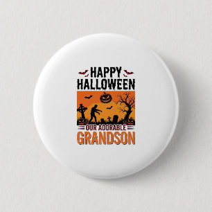 Happy Halloween Grandson Vintage Spooky Shirt Desi 6 Cm Round Badge