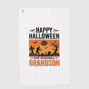 Happy Halloween Grandson Vintage Spooky Shirt Desi Golf Towel