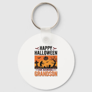 Happy Halloween Grandson Vintage Spooky Shirt Desi Key Ring