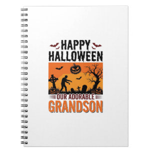 Happy Halloween Grandson Vintage Spooky Shirt Desi Notebook