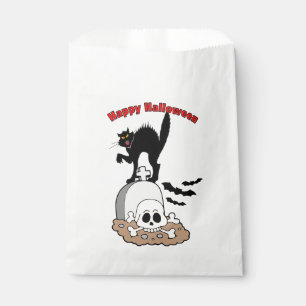 Happy Halloween Gravestone Black Cat and Skull  Favour Bag