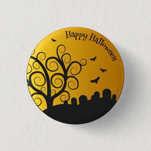 Happy Halloween Graveyard | Pin Button (Front)