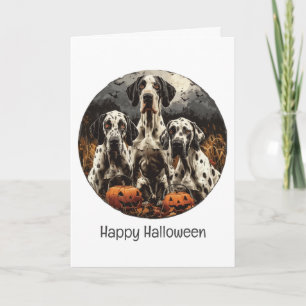 Happy Halloween Great Dane Dogs Jack O Lantern Card