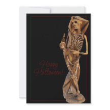 Happy Halloween Greating Card with Death and Wine