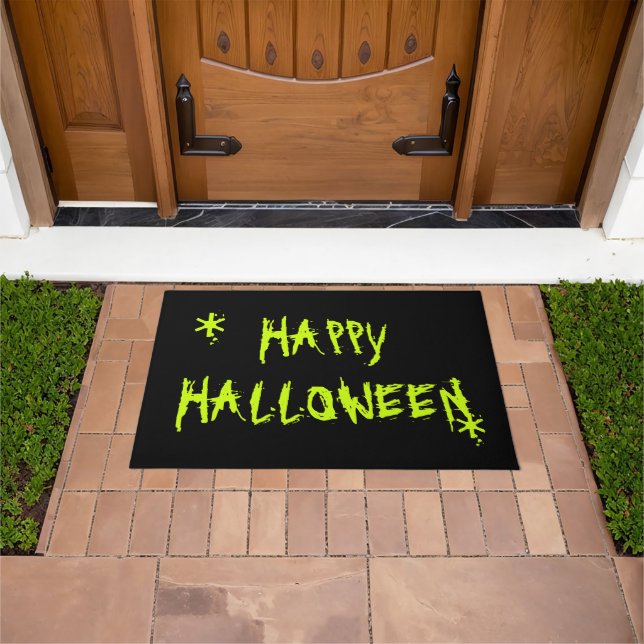 Happy Halloween, Green Black Doormat (Outdoor)