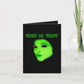 Happy Halloween - Green Spook Face Card