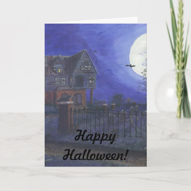 Happy Halloween Greeting Card Haunted House (Front)