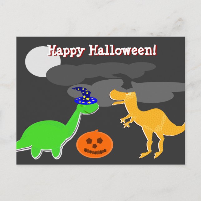 Happy Halloween Greetings Dinosaurs Postcard (Front)