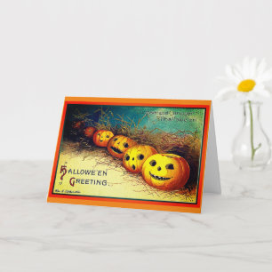 Happy Halloween Greetings Pumpkins in a Row Card