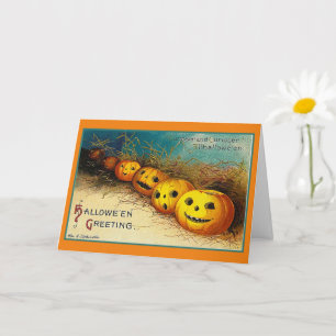 Happy Halloween Greetings Pumpkins in a Row Card