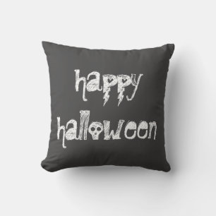 Happy Halloween Grey Throw Pillow