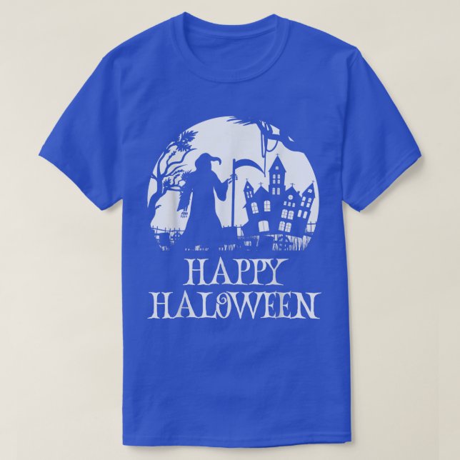Happy Halloween Grim Reaper Haunted House  Kids &  T-Shirt (Design Front)