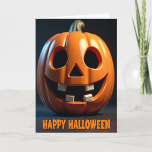Happy Halloween Grinning Pumpkin Card