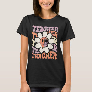 Happy Halloween Groovy Teacher Horror Floral Teach T-Shirt