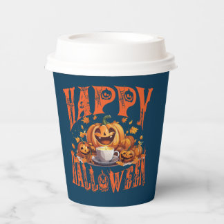 Happy Halloween Group Of Happy Jack-O-Lanterns Paper Cups