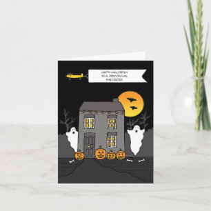 Happy Halloween Half Sister Haunted House Card