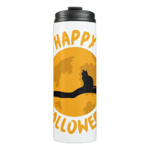 Happy Halloween Halloween Black Cat Thermal Tumbler
