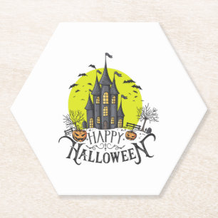 happy Halloween, Halloween party, funny Halloween  Paper Coaster
