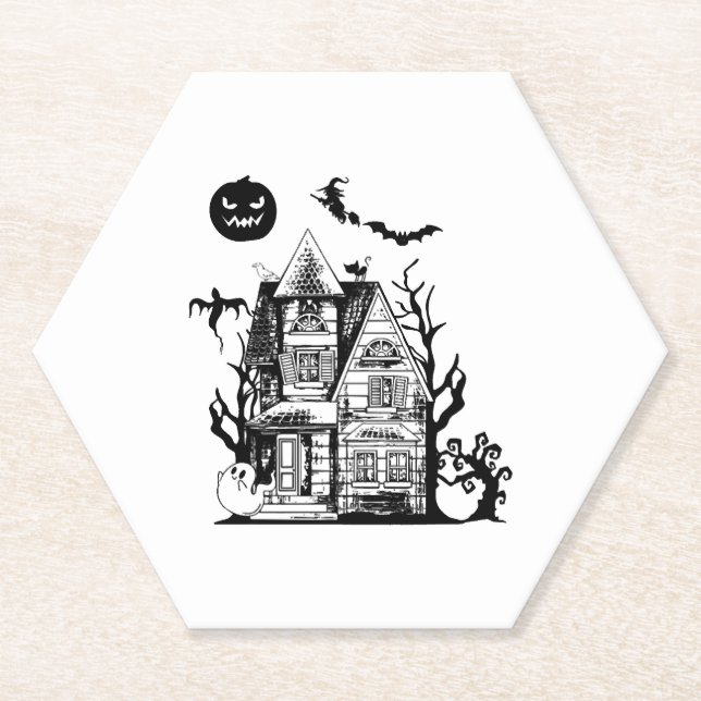 happy Halloween, Halloween party, funny Halloween  Paper Coaster (Front)