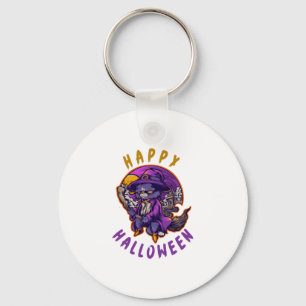 Happy Halloween Halloween Witch Cat Key Ring