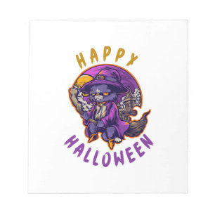 Happy Halloween Halloween Witch Cat Notepad