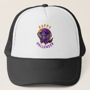 Happy Halloween Halloween Witch Cat Trucker Hat