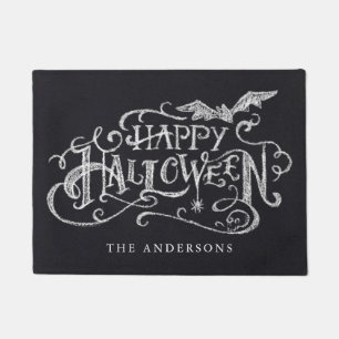 Happy Halloween Hand-Lettered Chalk Personalised Doormat