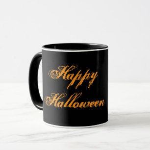 Happy Halloween Handwriting Mug (Black & Orange)