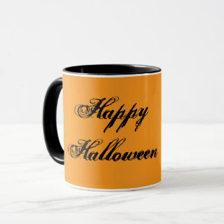 Happy Halloween Handwriting Mug (Orange & Black)