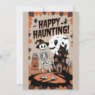 Happy Halloween - Happy Haunting Skeleton Invitation
