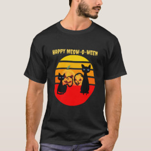Happy Halloween Happy Meow O Ween Black Cat Happy T-Shirt