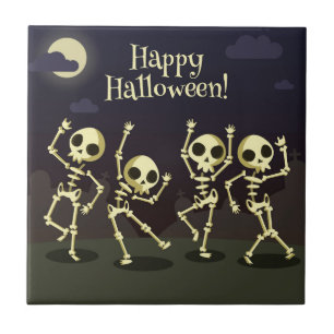 Happy Halloween - Happy Skeletons Ceramic Tile