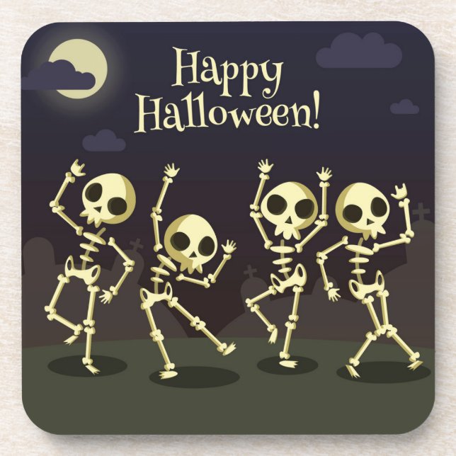 Happy Halloween - Happy Skeletons Coaster (Front)