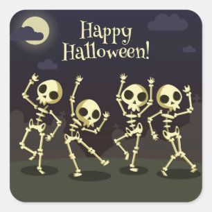 Happy Halloween - Happy Skeletons Square Sticker