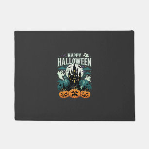 Happy Halloween Haunted Castle Ghosts and Pumpkins Doormat