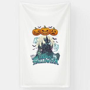 Happy Halloween Haunted Castle Pumpkins Ghosts_1 Banner