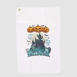 Happy Halloween Haunted Castle Pumpkins Ghosts_1 Golf Towel