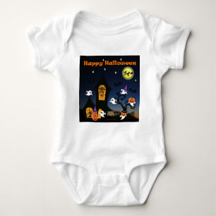 Happy Halloween Haunted House Baby Bodysuit